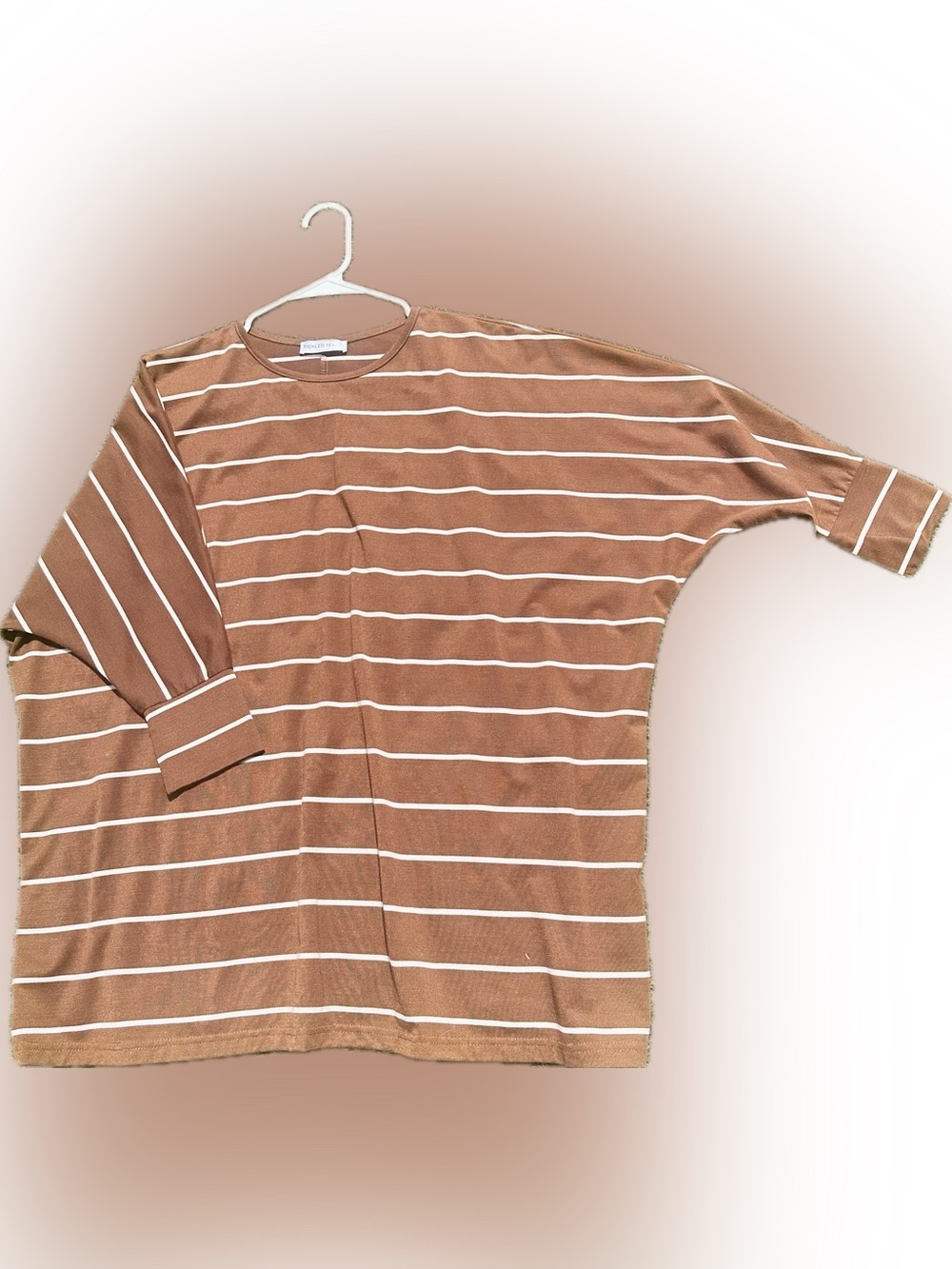 Rust Brown & White Striped Lightweight Top
